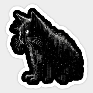 Retro Cat ASCII Computer Science Men Women Funny Black Cat Sticker